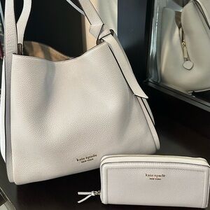 Kate Spade Pebbled Large Leather Shoulder Bag and Large Matching Wallet.